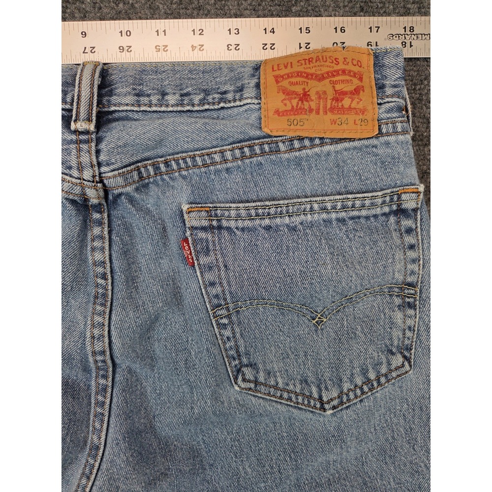 Levis 505 Jeans Mens 34x29 Blue - Picture 4 of 8